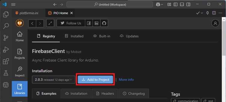 Add FirebaseClient Library ro project in VS Code