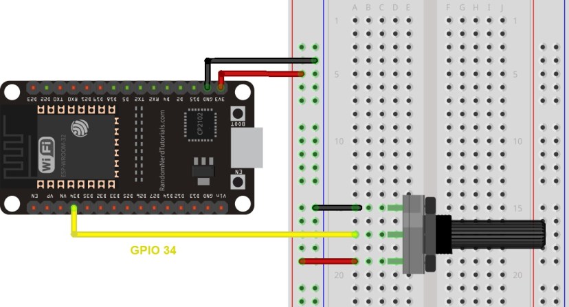 Read value from Potentiometer ESP32 Arduino IDE