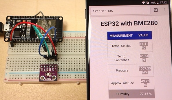 ESP32 Web Server with BME280 Weather Station