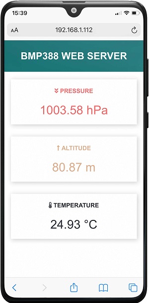 ESP32 ESP8266 Simple Web Server BMP388 Altimeter