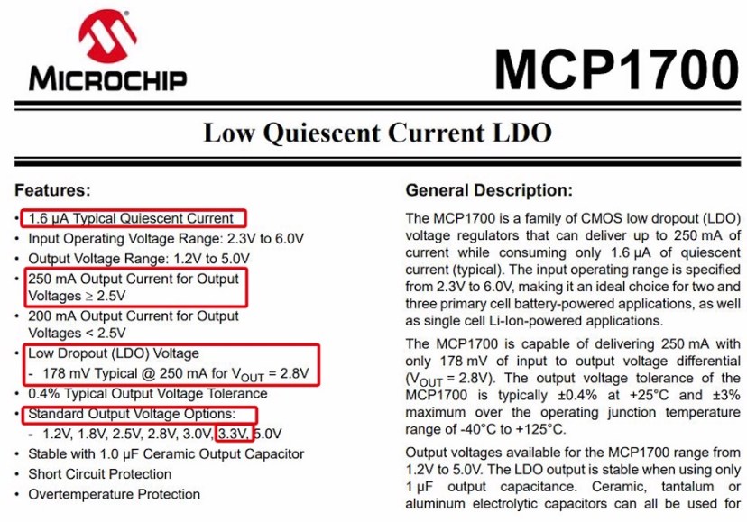 MCP1700 Datasheet LDO Low-dropout Voltage Regulator