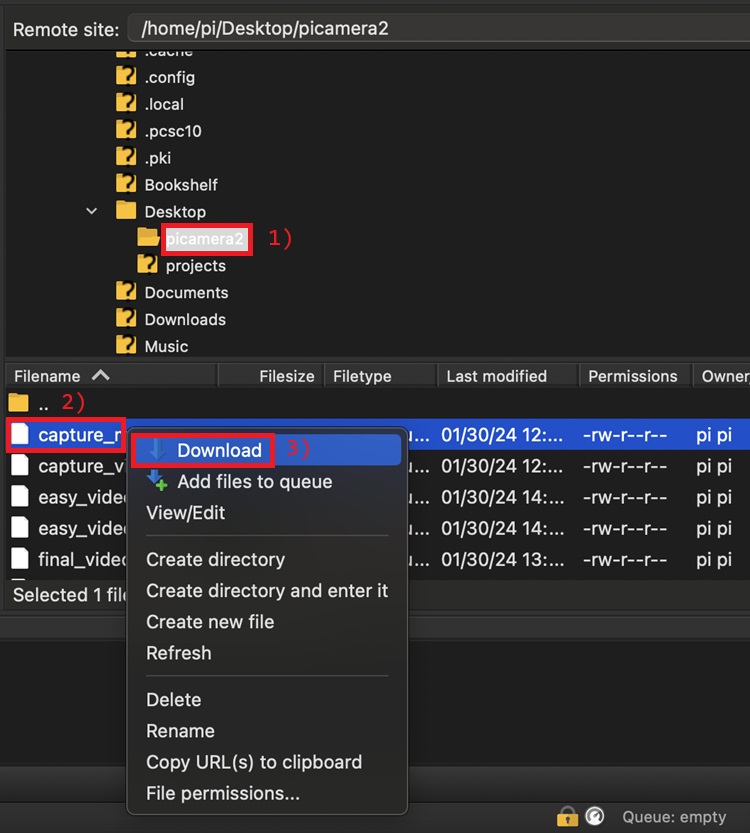 downloading files from Raspberry Pi to Mac using FileZilla