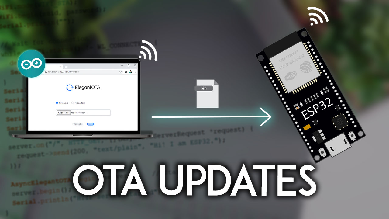 ESP32 OTA Over-the-Air Updates AsyncElegantOTA using Arduino IDE Firmware Filesystem