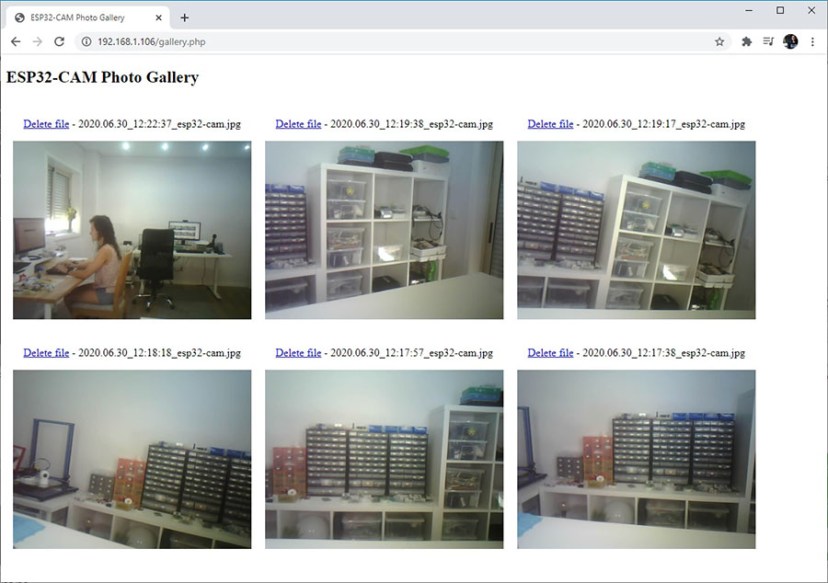 ESP32-CAM Camera Photo Gallery view PHP file