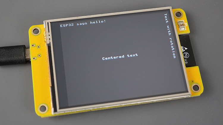 ESP32 Cheap Yellow Display CYD Board Display Centered Static Text MicroPython