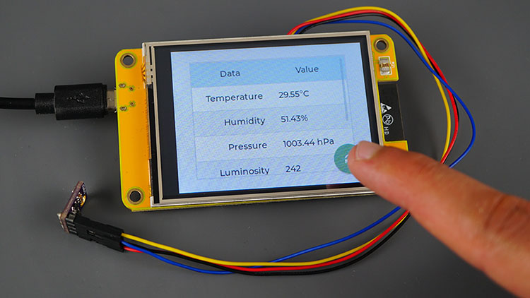 ESP32 CYD BME280 Sensor Data Table Demonstration Refresh Update Values