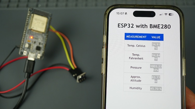 ESP32 Display BME280 Sensor Readings on Web Server