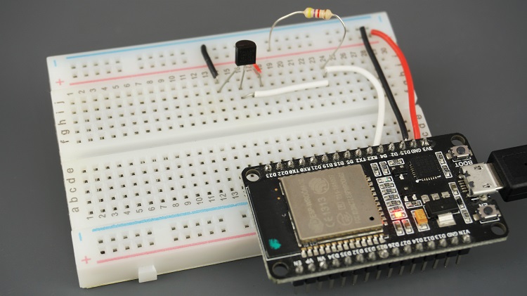 ESP32 with DS18B20 temperature sensor read