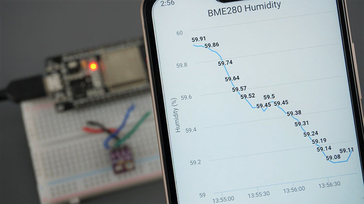 ESP32 ESP8266 Chart Web Server BME280 Humidity Arduino IDE