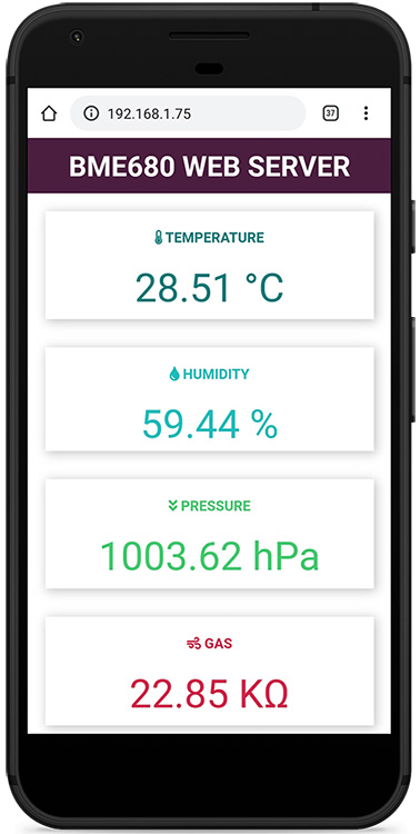 ESP32 or ESP8266 NodeMCU Board Web Server Demonstration with BME680 Gas sensor