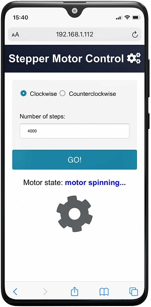 ESP32 Stepper Motor Web Server Websocket Motor Spinning