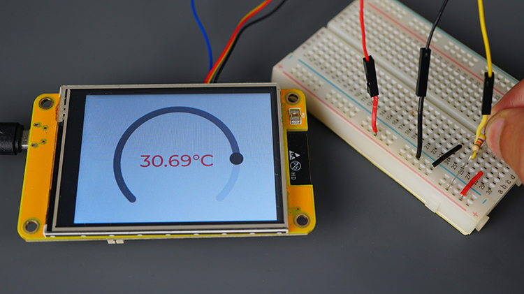 ESP32 TFT Cheap Yellow Display LVGL DS18B20 Temperature High Demonstration