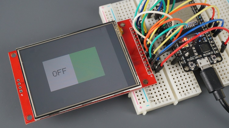 ESP32 TFT LCD Touchscreen On Off Buttons Arduino IDE