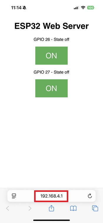 ESP32 Web Server on Access Point