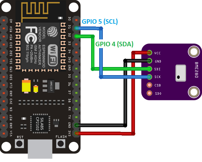 ESP8266 BME280 Sensor Module Wiring Schematics Diagram