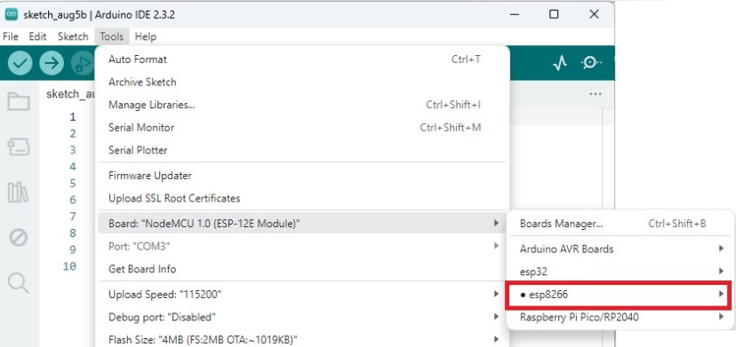 ESP8266 Boards Installed Arduino IDE 2
