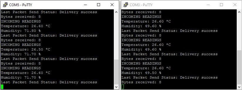 ESP8266 NodeMCU board ESP-NOW Two-Way Communication exchange temperature humidity sensor readings