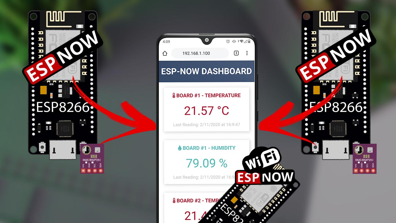 ESP8266 NodeMCU: ESP-NOW Web Server Sensor Dashboard using Arduino IDE (ESP-NOW and Wi-Fi simultaneously)