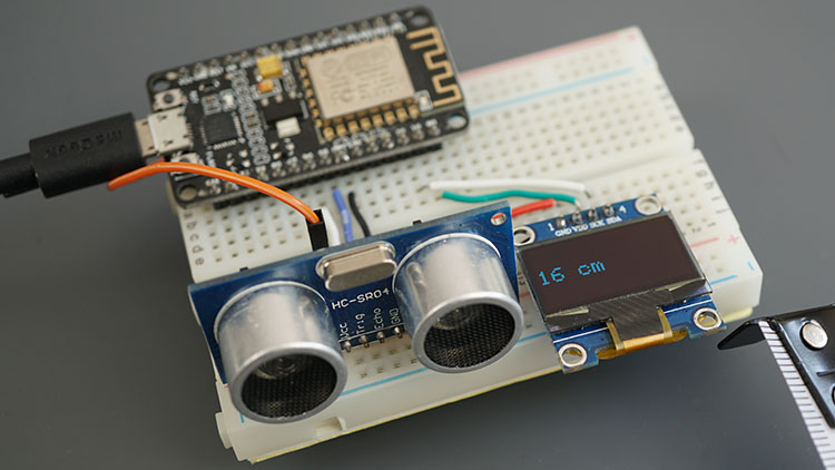 ESP8266 NodeMCU Board HC-SR04 Ultrasonic Sensor Module Arduino OLED Parts Required