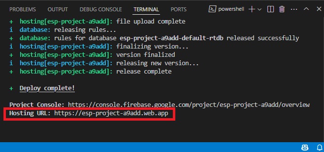 Firebase Project Files Deploy Completed