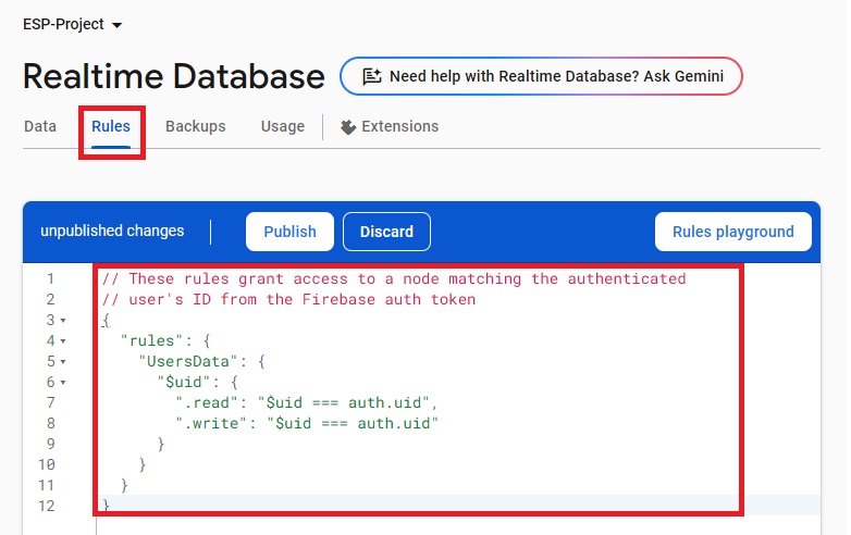 Firebase Realtime Database Set Up Rules