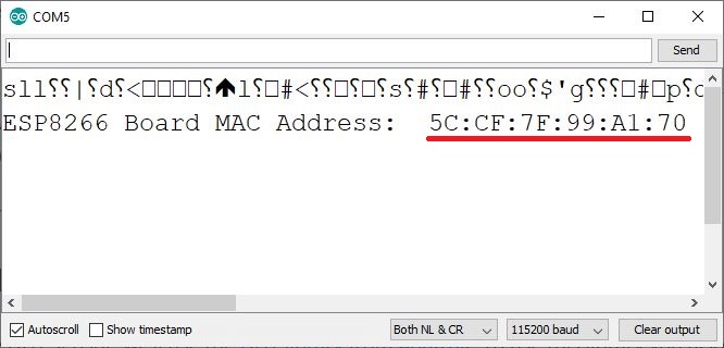 Get ESP8266 MAC Address Serial Monitor