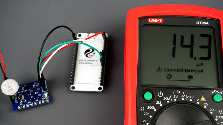 Latching Power Circuit with ESP32 PIR Motion Sensor Consumption