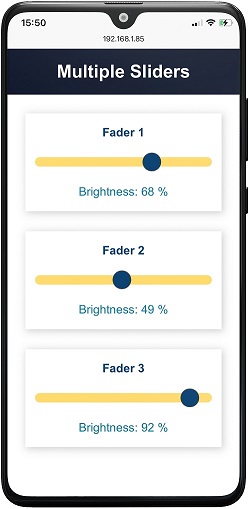 ESP32 Web Server Demonstration WebSocket Multiple Sliders Control LEDs Brightness PWM
