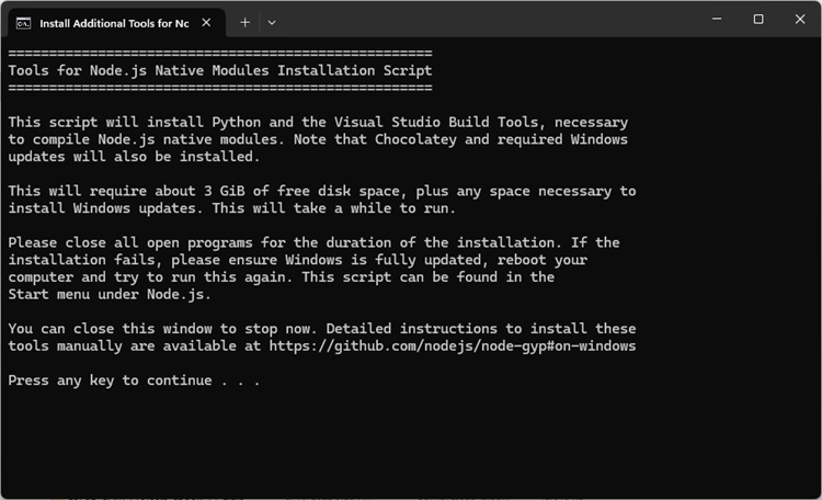 Install NodeJS Install Necessary Tools Terminal Window.