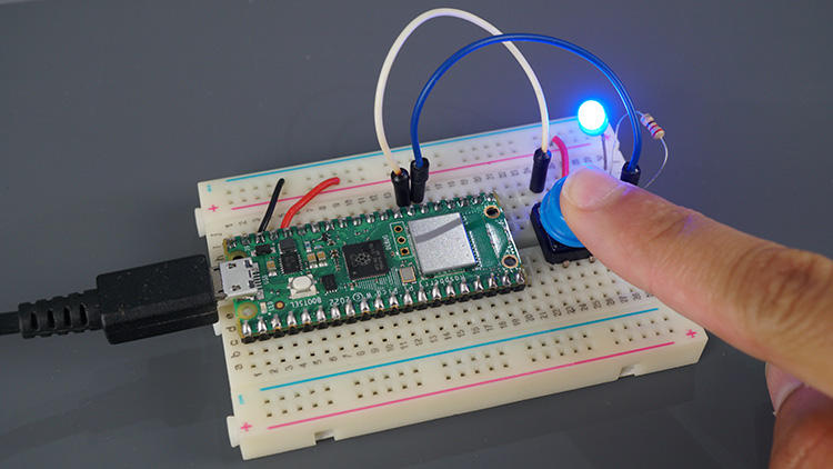 Raspberry Pi Pico Pushbutton LED on