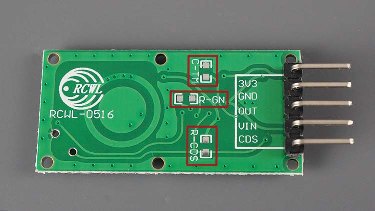 RCWL-0516 Microwave radar sensor back of the sensor