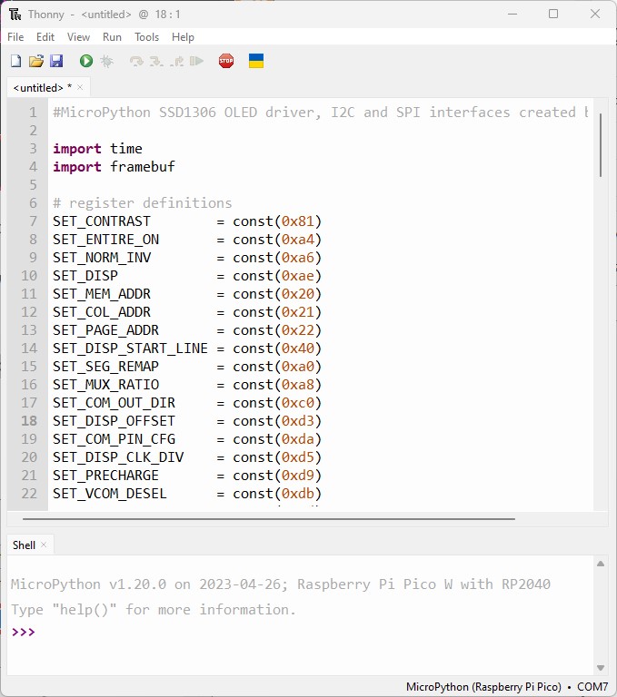 SSD1306 micropython library file