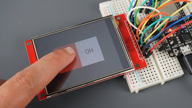 TFT Touchscreen Press Off Button ESP32 Arduino IDE
