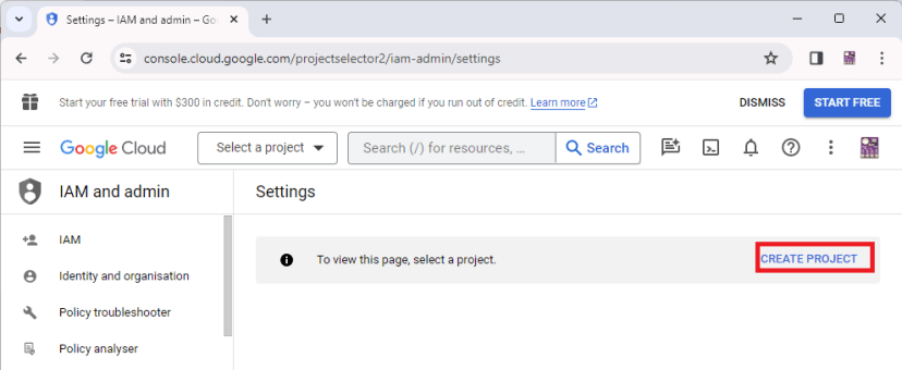 Create Google Project