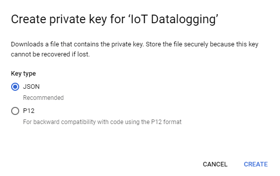 Create private key google cloud