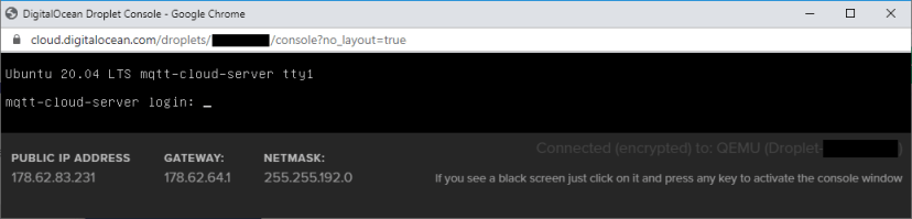 Digital Ocean VPN Linux Ubuntu Server Login Console