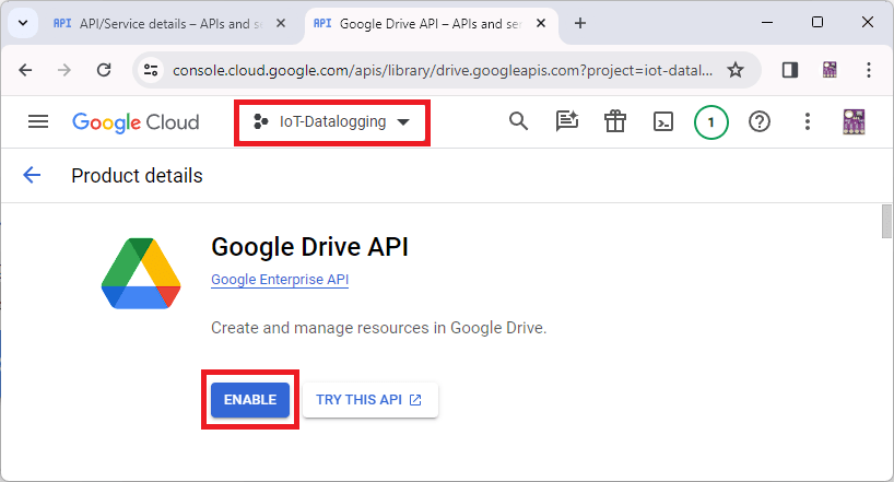enable Google Drive API