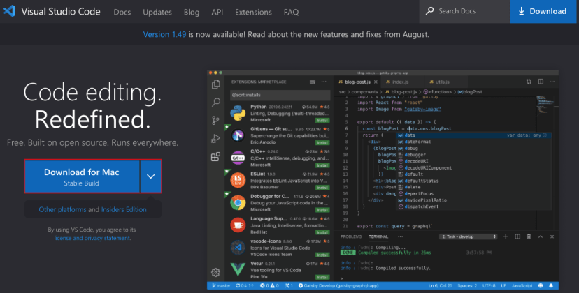 Microsoft Visual Studio Code VS Code Download Page for Mac OS X