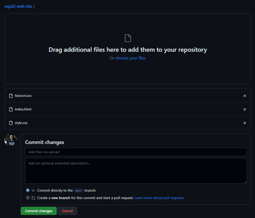 GitHub repository drag files