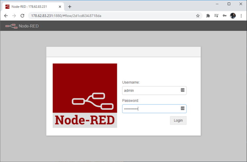 Digital Ocean Installing Node-RED dashboard login username password