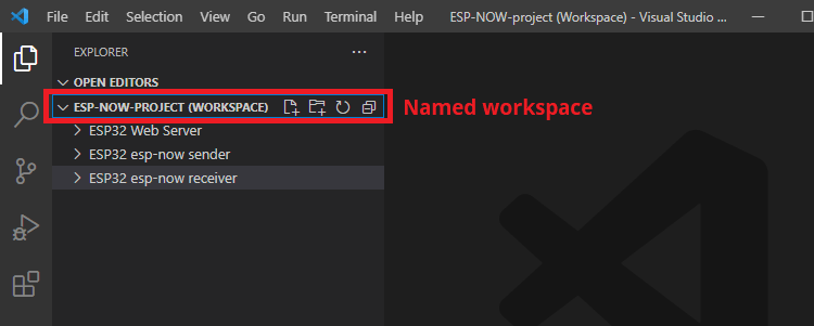 VS Code Named Workspace with Multiple Folders ESP32 ESP8266