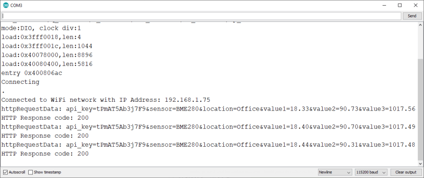 Arduino IDE Serial Monitor ESP32 ESP8266 Weather Station