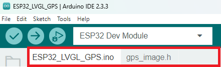 Arduino IDE tabs LVGL Load Image Arduino Code example folder GPS image file