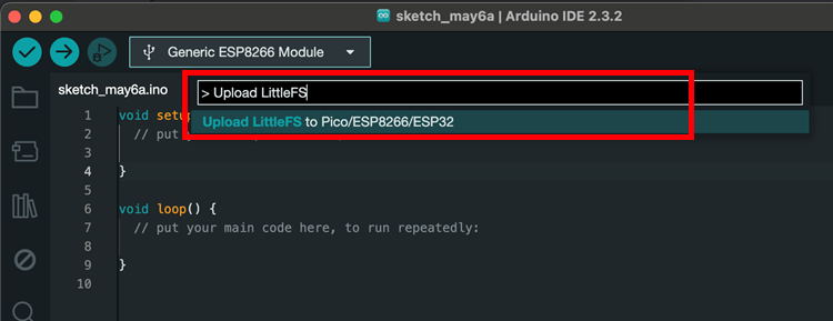 Arduino IDE 2 Upload Filesystem Image ESP8266