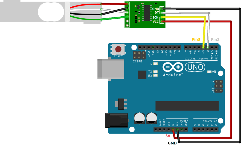 Arduino with Load Cell HX711 Wiring Schematic Diagram