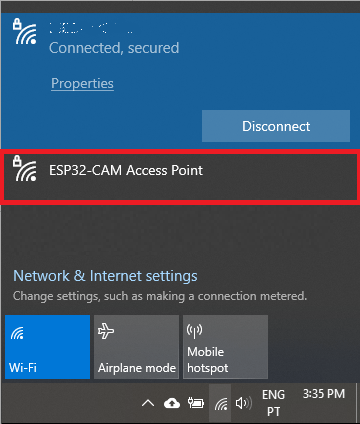 Connect to ESP32-CAM Access Point Computer