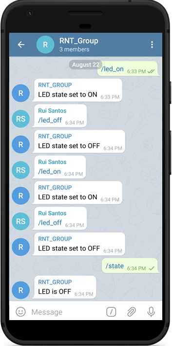 Control ESP32 ESP8266 using Telegram Group Demonstration