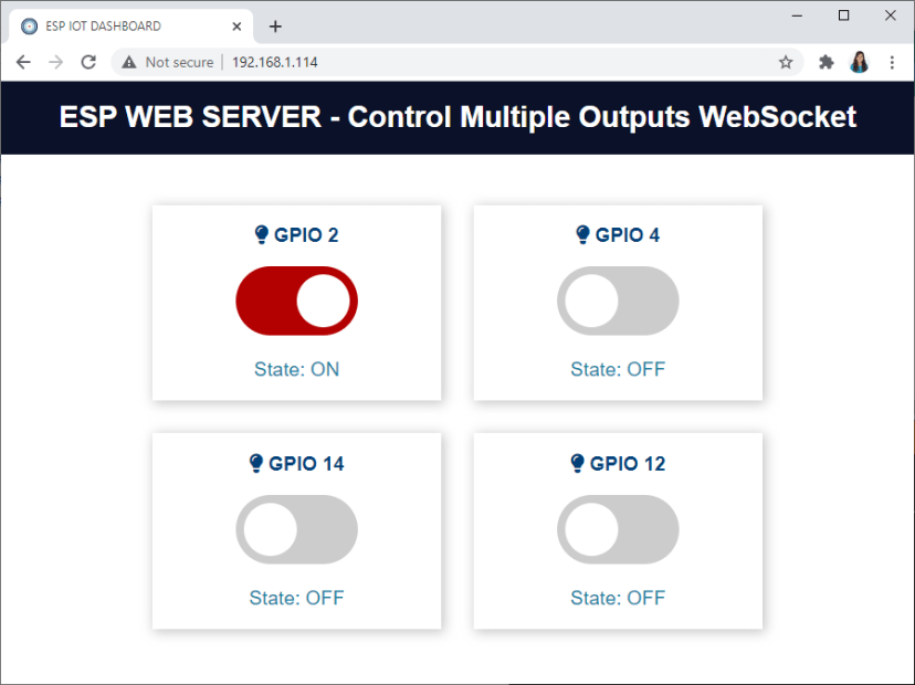 Control Multiple ESP32 ESP8266 Outputs Websocket Web Server