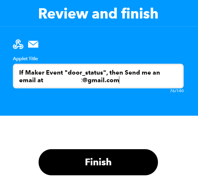 IFTTT Create your applet review and finish