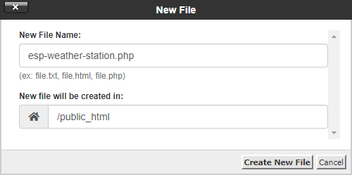 Create esp weather station PHP file